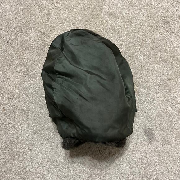 USAF 1975 HELMET FLYERS WINTER HAT B-9B AVIATOR PILOT GREEN MEDIUM - Picture 2 of 5